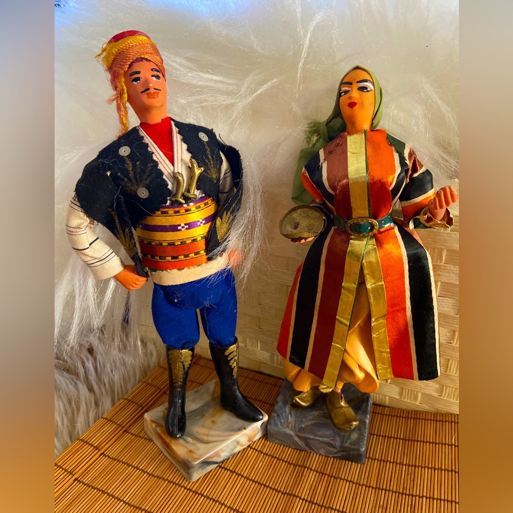 Vintage Traditional Doll Turkish man suit wears Hand Made Length 9" Folk folklor